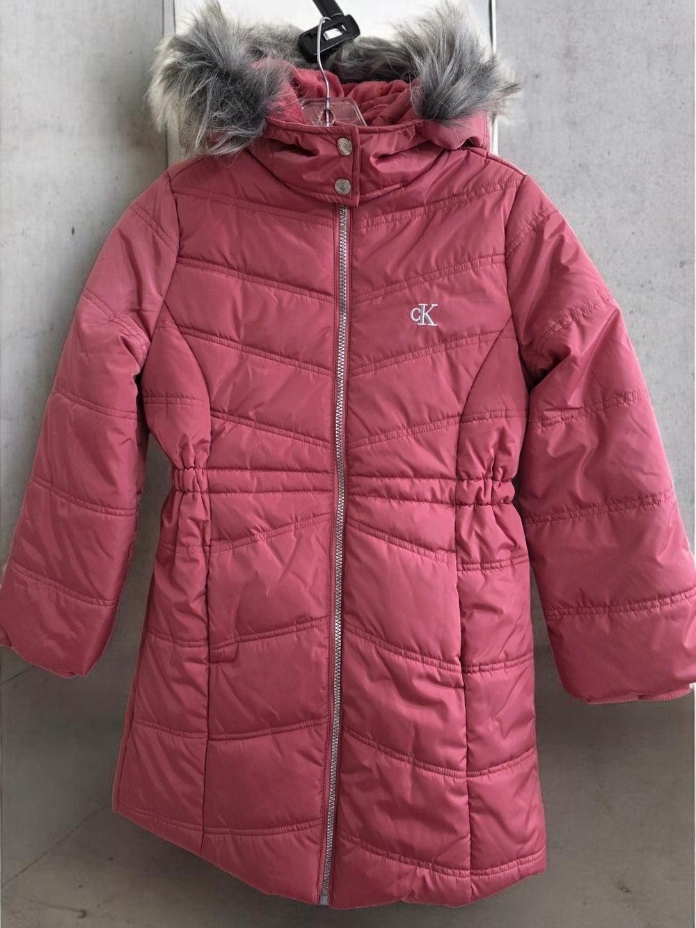 Calvin Klein Girls Winter Long Length Hooded Puffer Jacket Fleece Lining